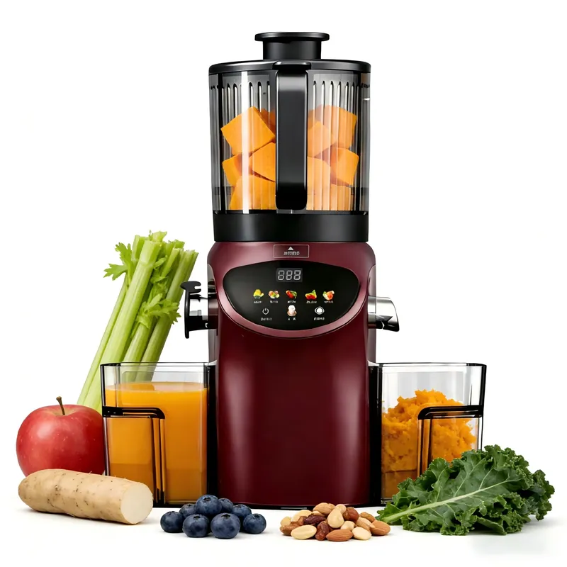 Electric Slow Juicer Cold Press - 高級電動式、6.30インチの特大投入口を備えた、低温圧搾式ジューサー。350Wの出力で、ジュースの搾汁効率が高く、ゆっくりとゆっくりと絞り出す方式を採用。