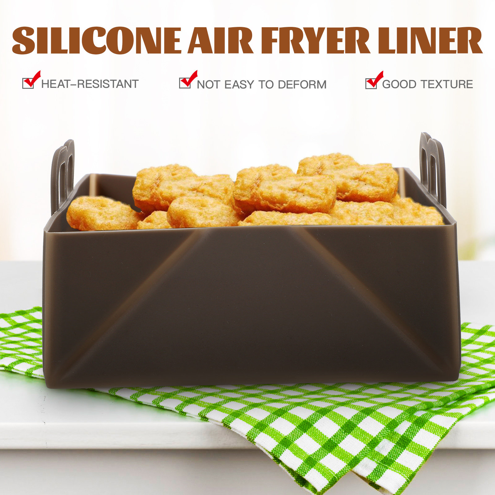 エアフライヤー用シリコンライナー。再利用可能で、焦げ付き防止 - Air Fryer Silicone Pot Liner のレビューと価格
